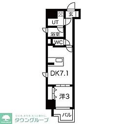 シーズンフラッツ錦糸町ウエスト 1DKの間取図画像