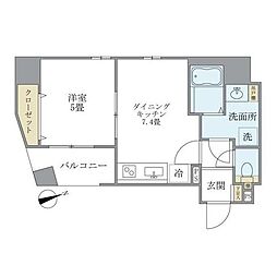 KDXレジデンス元浅草 1DKの間取図画像