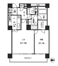 リバーポイントタワー 1LDKの間取図画像