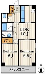 シティハイツ両国 2LDKの間取図画像