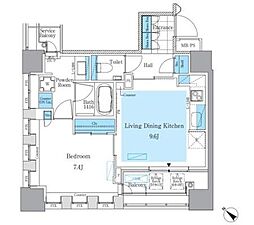 パークアクシス月島マチュアスタイル 1LDKの間取図画像