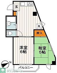 丹羽ビルメゾン・ムーヴェル 2DKの間取図画像