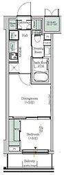 ONEROOFResidence木場West 1DKの間取図画像