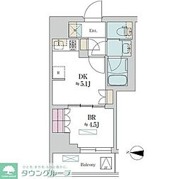 Brillia ist 清澄庭園 1DKの間取図画像