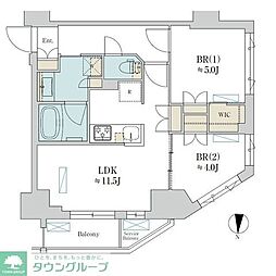 Brillia ist 清澄庭園 2LDKの間取図画像