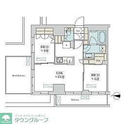 Brillia ist 清澄庭園 2LDKの間取図画像