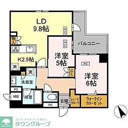 ロイジェント平井 2LDKの間取図画像