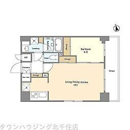 東武伊勢崎線 梅島駅 徒歩6分の賃貸マンション 2階1LDKの間取り