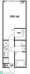 MQuarto堀切菖蒲園 2階1Kの間取り