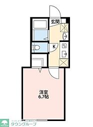グラン西新井 3階1Kの間取り