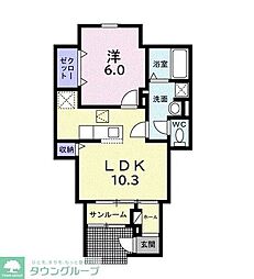 ルミエール ワイズ 1LDKの間取図画像