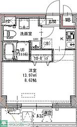 GENOVIA六町 1Kの間取図画像