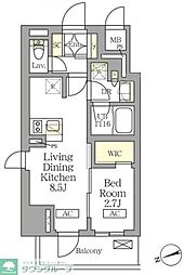 テラス北千住 1LDKの間取図画像