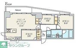 クレストコート北千住レジデンス 3LDKの間取図画像