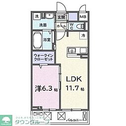 ブランノワレ 1LDKの間取図画像