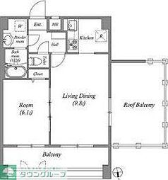 アーバハイツ六町環七北通り 1LDKの間取図画像