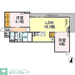 オードリーコート 2LDKの間取図画像