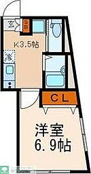 プティミニヨン 1Kの間取図画像