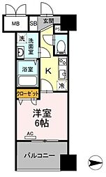 トリオマーレ蔵前 1Kの間取図画像