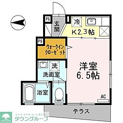 メゾンヴェールB 1Kの間取図画像