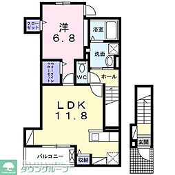 フレグランス2 1LDKの間取図画像