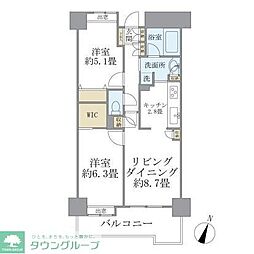 グランフラッツ北千住 2LDKの間取図画像