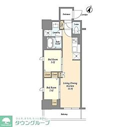 ドゥーエ三ノ輪3 2LDKの間取図画像