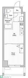 アーバハイツ六町1号館 1DKの間取図画像