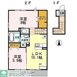 パークウィステリア 2LDKの間取図画像