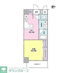 コモドール雷門 1DKの間取図画像
