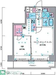 ジェノヴィア南千住2スカイガーデン 1LDKの間取図画像