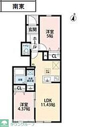 リーブルファイン足立辰沼 2LDKの間取図画像