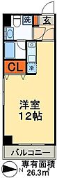 ピュア・ドーム1010 ワンルームの間取図画像