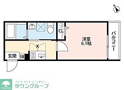 サヴォイ北千住 1Kの間取図画像