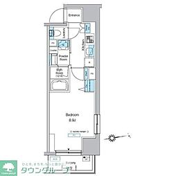 プレディアコート北千住 1Kの間取図画像