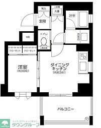 ダイナシティ台東三ノ輪 1DKの間取図画像
