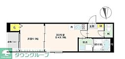 リバーライト梅島 1DKの間取図画像