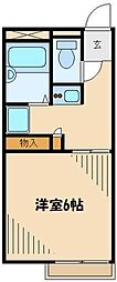 レオパレス清水 2階1Kの間取り