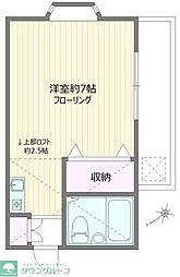 仙川スカイハイツ 2階ワンルームの間取り