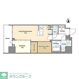 オーキッドレジデンス渋谷富ヶ谷 12階1SLDKの間取り