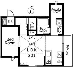 ミルトスハイム 2階1LDKの間取り