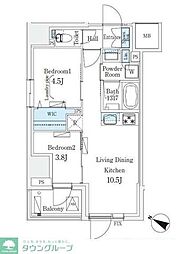 渋谷区東3丁目マンション 2LDKの間取図画像