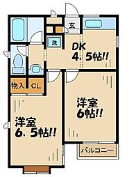 コーポ欅 2DKの間取図画像
