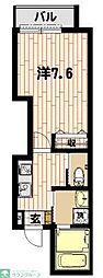 ドゥジュピテール 1Kの間取図画像