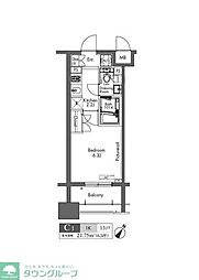 プラウドフラット三軒茶屋 1Kの間取図画像