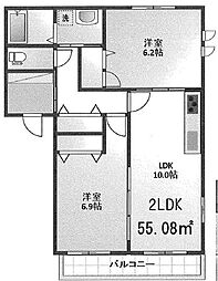 ブリーゼ 2LDKの間取図画像