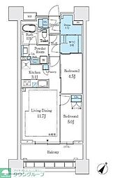 パークタワー向ヶ丘遊園 2LDKの間取図画像
