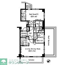 パークアクシス学芸大学 2LDKの間取図画像