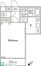 ミリアレジデンス桜新町 1Kの間取図画像