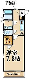 Amourポルト 1Kの間取図画像